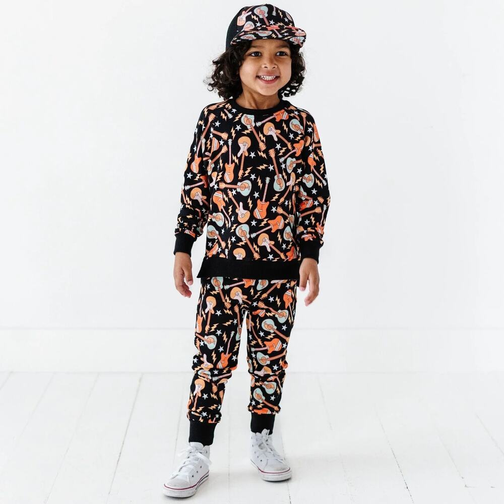 Bums & Roses Caught In A Jam Jogger Set Black Orange 12-18 Mo. NWT